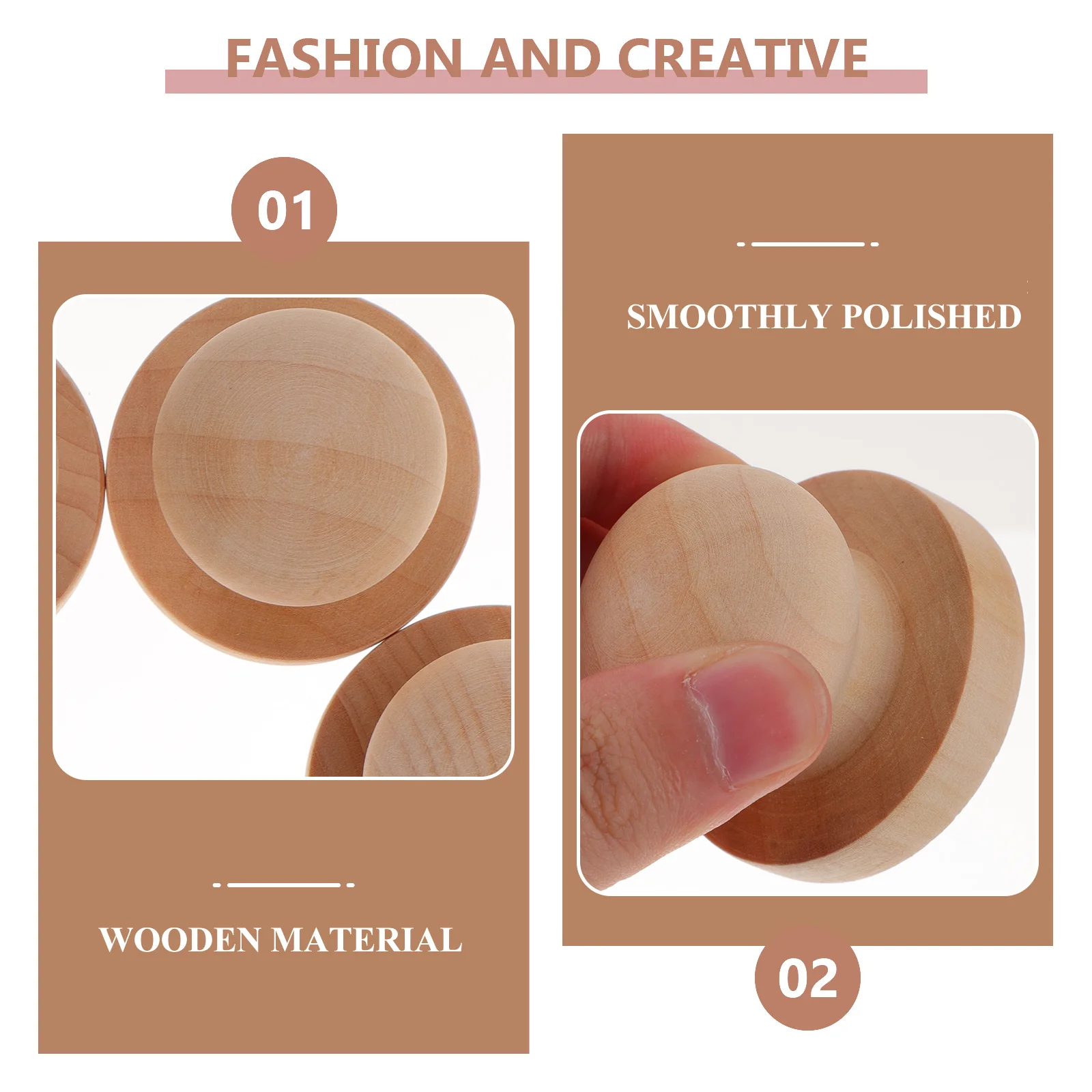 

6Pcs Wooden Stamper Handle Parts Easy to Install and Replace Comfortable Grip for Long Term Use Scrapbooking Accessory