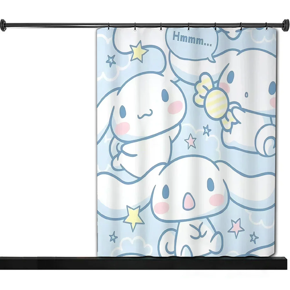 Cute Cartoon C-Cinnamoroll Shower Curtain Waterproof Polyester Fabric Paint Colorful Bath Curtains Curtain With Hook