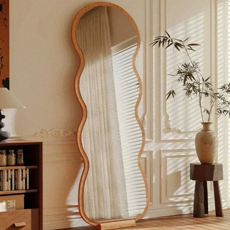 Full Body Wavy Mirror Decoration Living Room Modern Accessories Standing Girls Mirror Aesthetic Makeup Espelhos Home Products