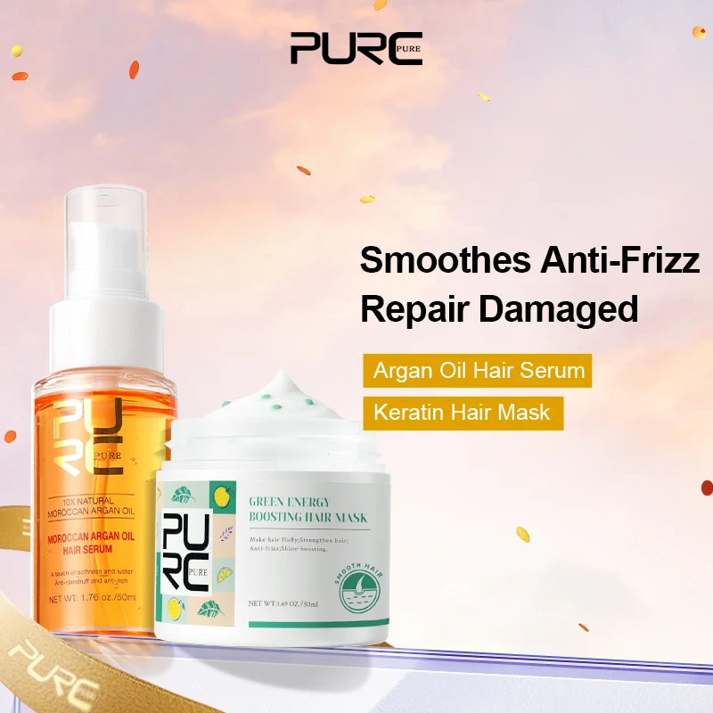 Keratin-Haarmaske und marokkanisches Argan-Haarpflegeöl, Serum, Reparatur von Frizz, trockenes, geschädigtes, glättendes, nährendes Haarbehandlungscreme