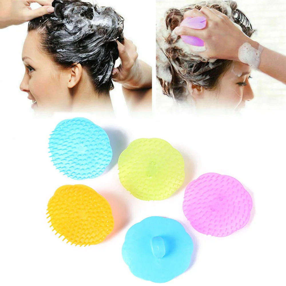 Soft Plastic Head Massage Cleaning Brush For Washing Hair Portable Bath Massage Comb Shampoo Brush Bath Accessories Random Color