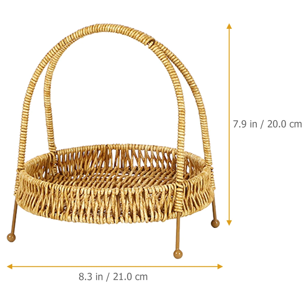 

Imitation Rattan Woven Fruit Bread Basket Decorative Tabletop Serving Tray for Home Picnic Party Bread Basket
