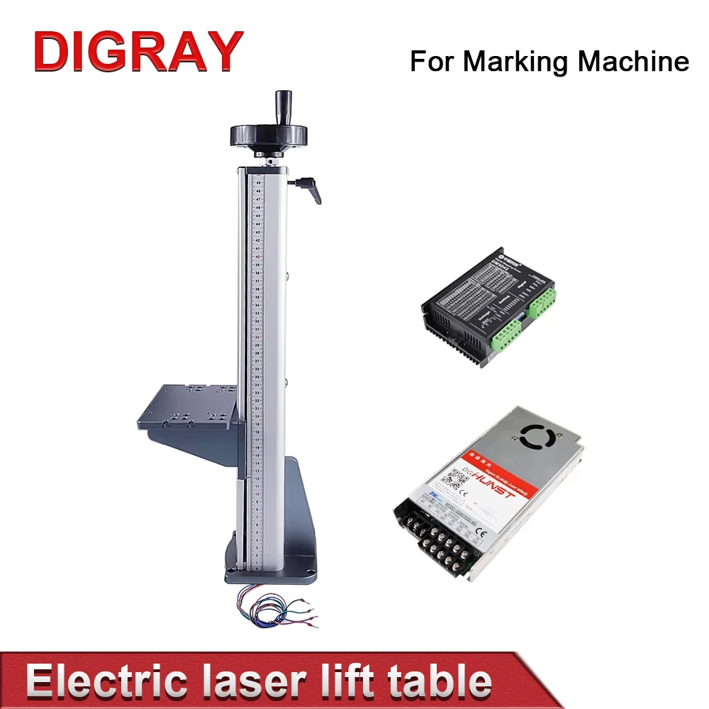 

Лазерный маркировочный станок DIGRAY с автоматическим подъемным столом, ось Z, высота подъема 500 мм, с электроприводом и управлением двигателем.