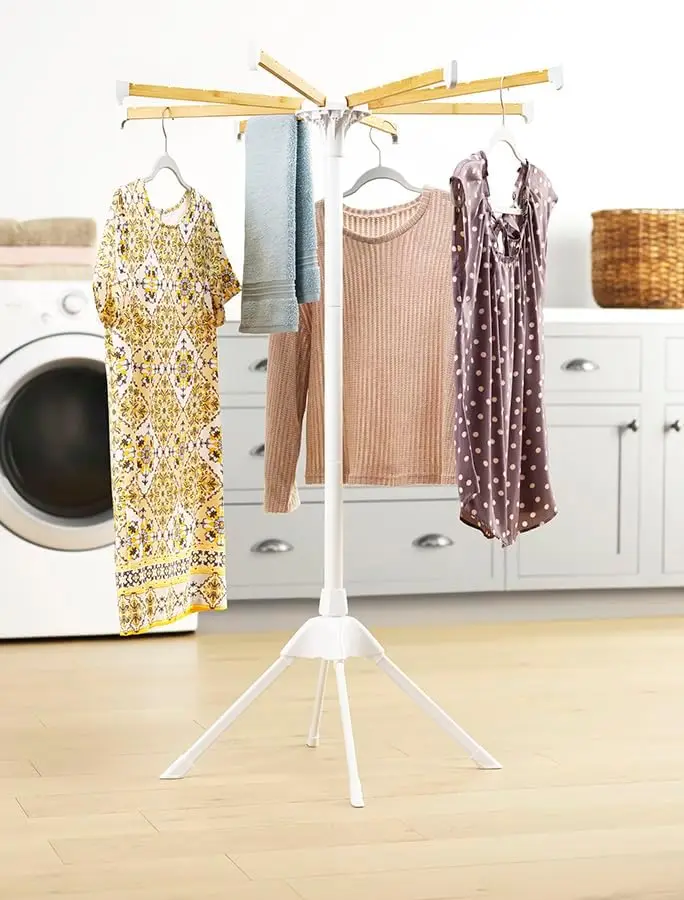 

Clothes Drying Rack Foldable 2-Level Laundry Drying Rack Free-Standing Large Drying Rack with Height-Adjustable Wings 33 Drying