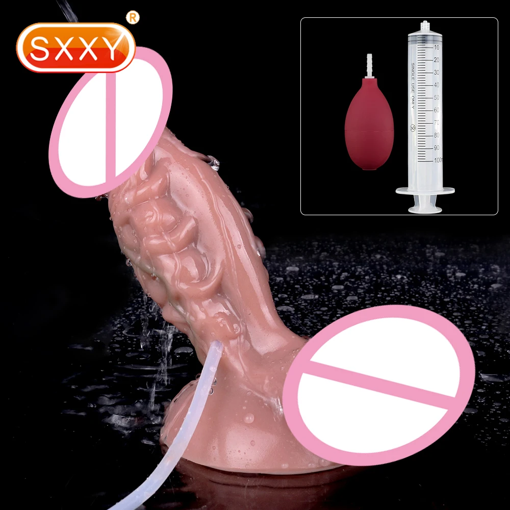 SXXY Deep Texture Silicone Squirting Dildo With Strong Sucker For Women Vaginal Anal Massage Ejaculating Penis Sex Toys For Adul