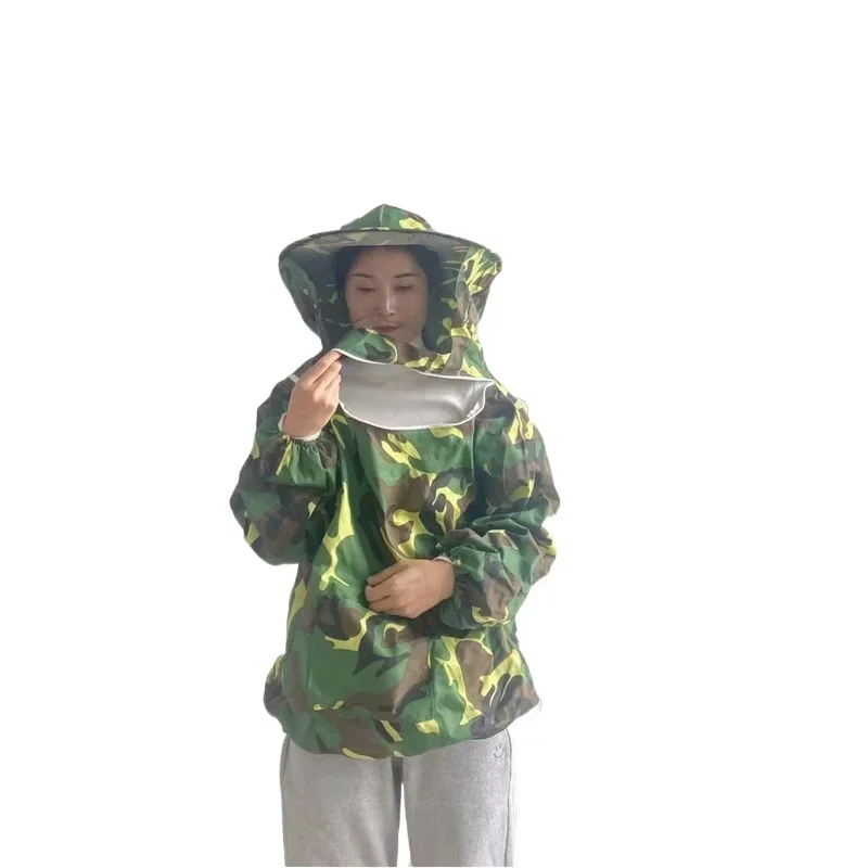 A Camouflage Green Bee Jacket   Bee-proof Suit 350g Plus Thick Fan Colored   Beekeeping Equipment