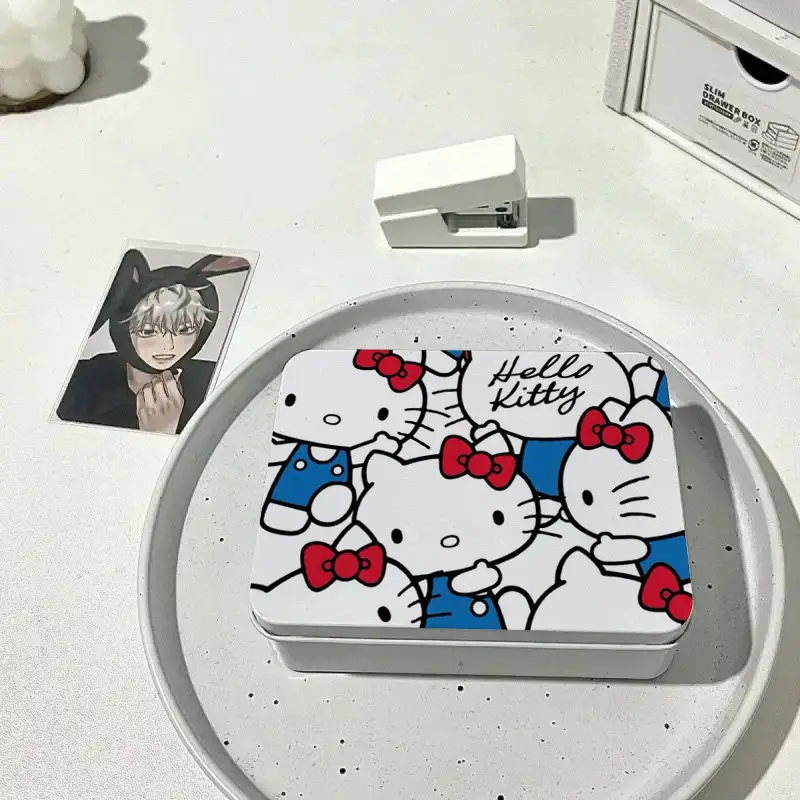 Cute Hello Kitty Sanrio Storage Box Anime Pochacco Student Desktop Kawaii Cartoon Jewelry Hairpin Metal Storage Box Toys Girls