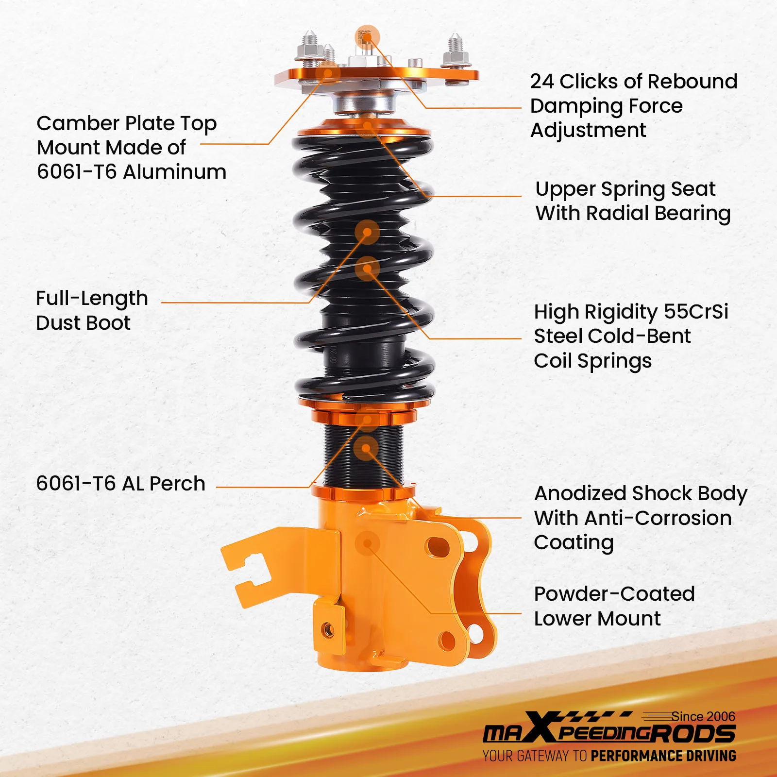 2pcs Front Coilovers Kits For Nissan S13 240SX 89-93 Shock Absorbers Adjustable  Damper