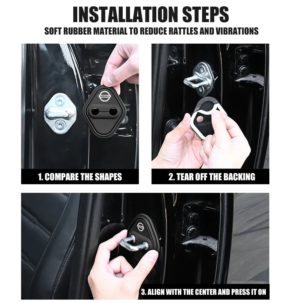 4Pcs Car Styling 3D silicone Door Lock Cover Protective Decoration For Nissan X trail T33 Patrol Y62 Altima Sentra 2018 Kicks view 5