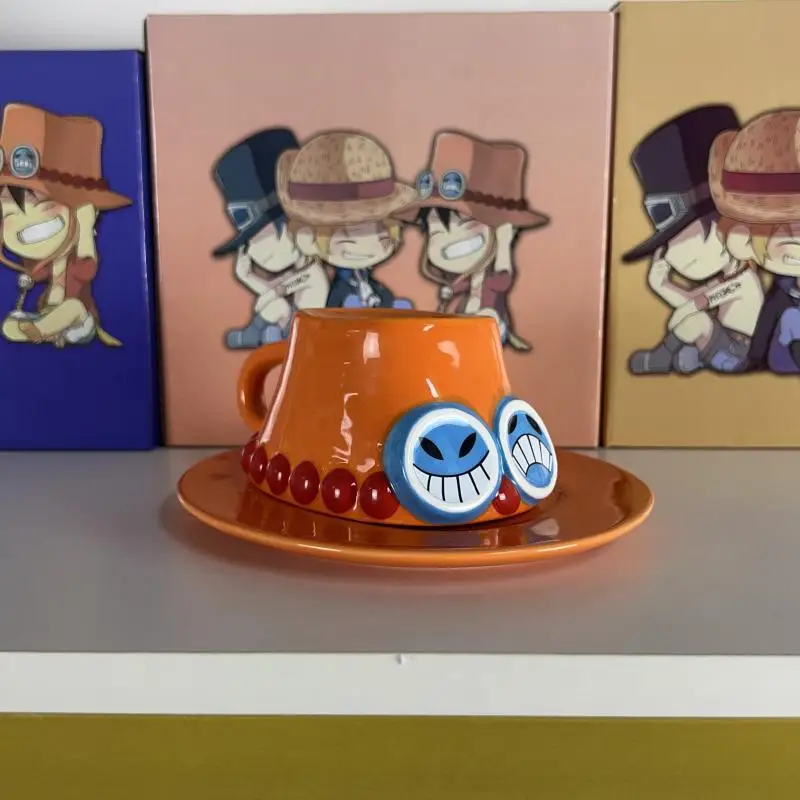 

Anime One Piece Mug Water Cup Cosplay Creative Three Brothers Hat Shaped Coffee Cup Chopper Ace Sabo Ceramic Cup For Parties