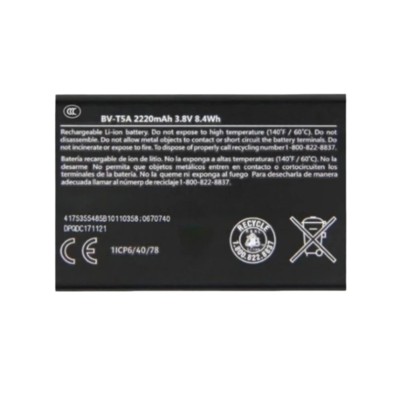 BV-T5A BVT5A BV T5A High Quality Phone Battery 3.8V 2220mAh For Nokia Lumia 730 735 738 550 RM1038 RM1040 Brand New