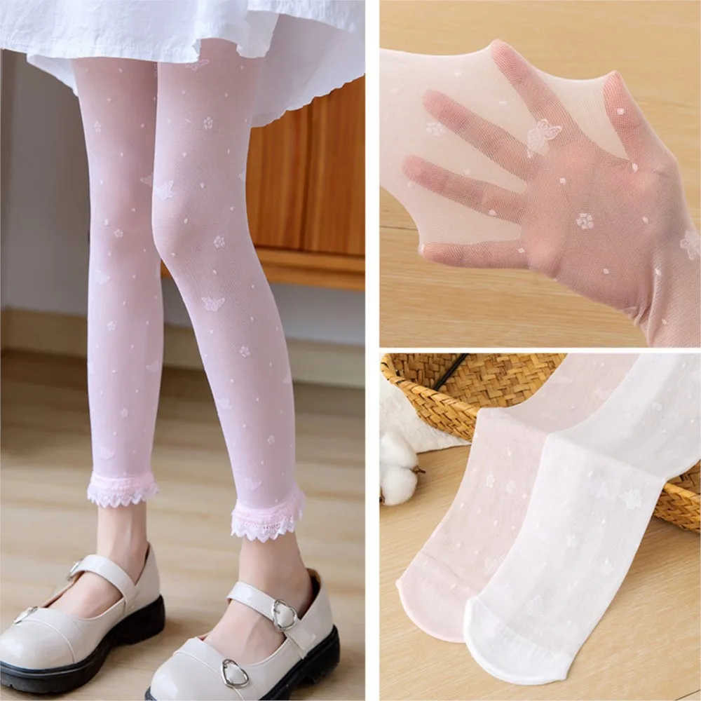 Girl Tight section butterfly lace stockings baby girls tights prevent hook lace anti-mosquito pants render stocking