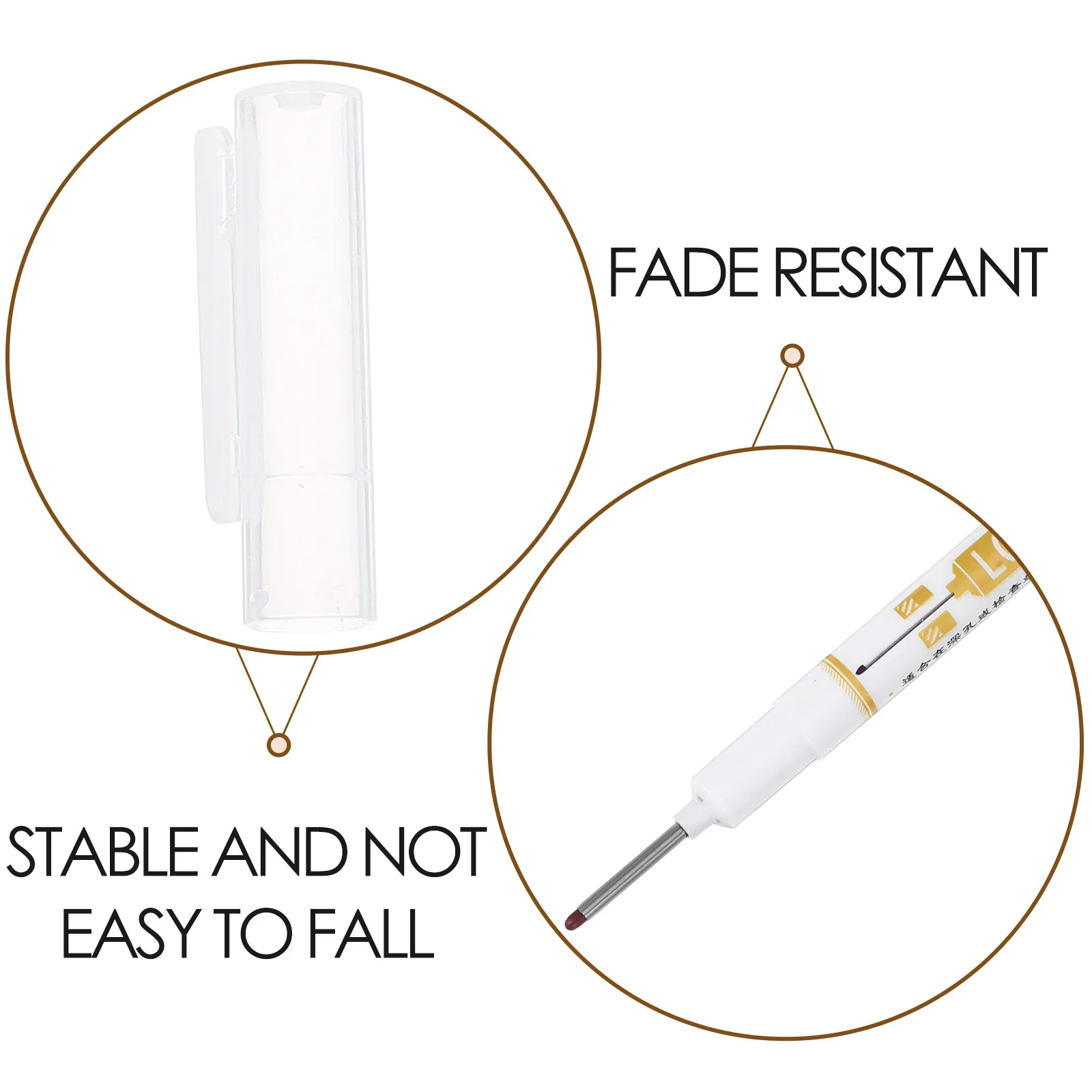 6Pcs Deep Hole Marker Pen Long Tip Construction Marking Pen for Carpentry Woodworking Furniture DIY Projects Fade-Resistant Oil