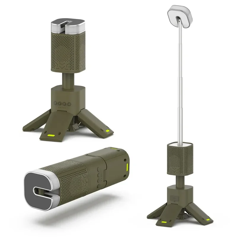 Portable LED Camping Light with Bluetooth Speaker Waterproof Outdoor Atmosphere Lamp Telescopic Design Large Battery Capacity