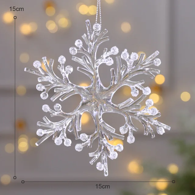 

Christmas Tree Pendant Clear Acrylic Snowflake Icicle Wreath Hanging Ornaments For Xmas New Year Party Home Decoration Noel Gift