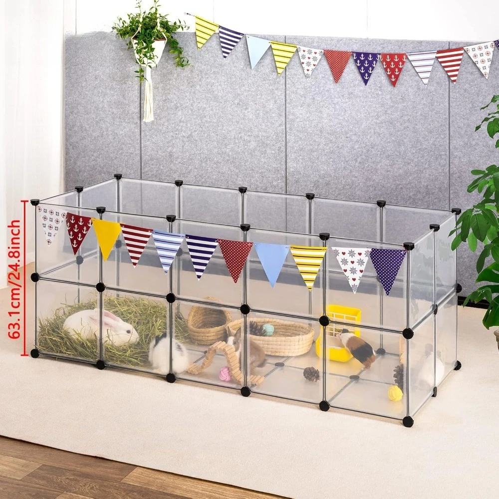 

Guinea Pig Cages with Floor, Puppy Playpen, Small Animal Playpen for Rabbit, Bunny, Ferret, Hedgehog, DIY, Expanded,