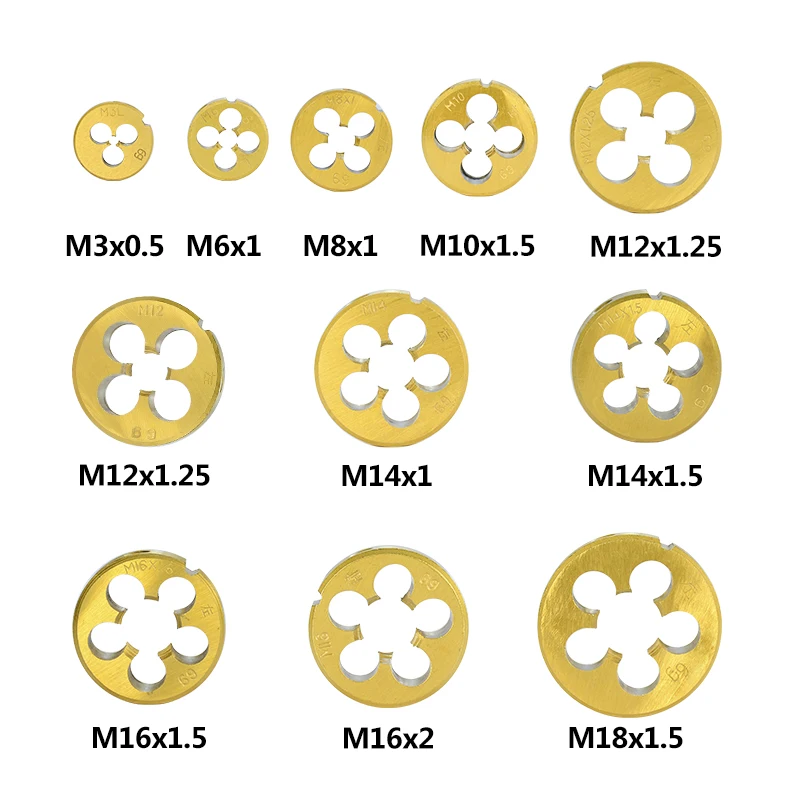 Screw Thread Die Threading Tool Left Hand Metric Die Titanium Coated Hand Tools M3 M6 M8 M10 M12 M14 M16 M18