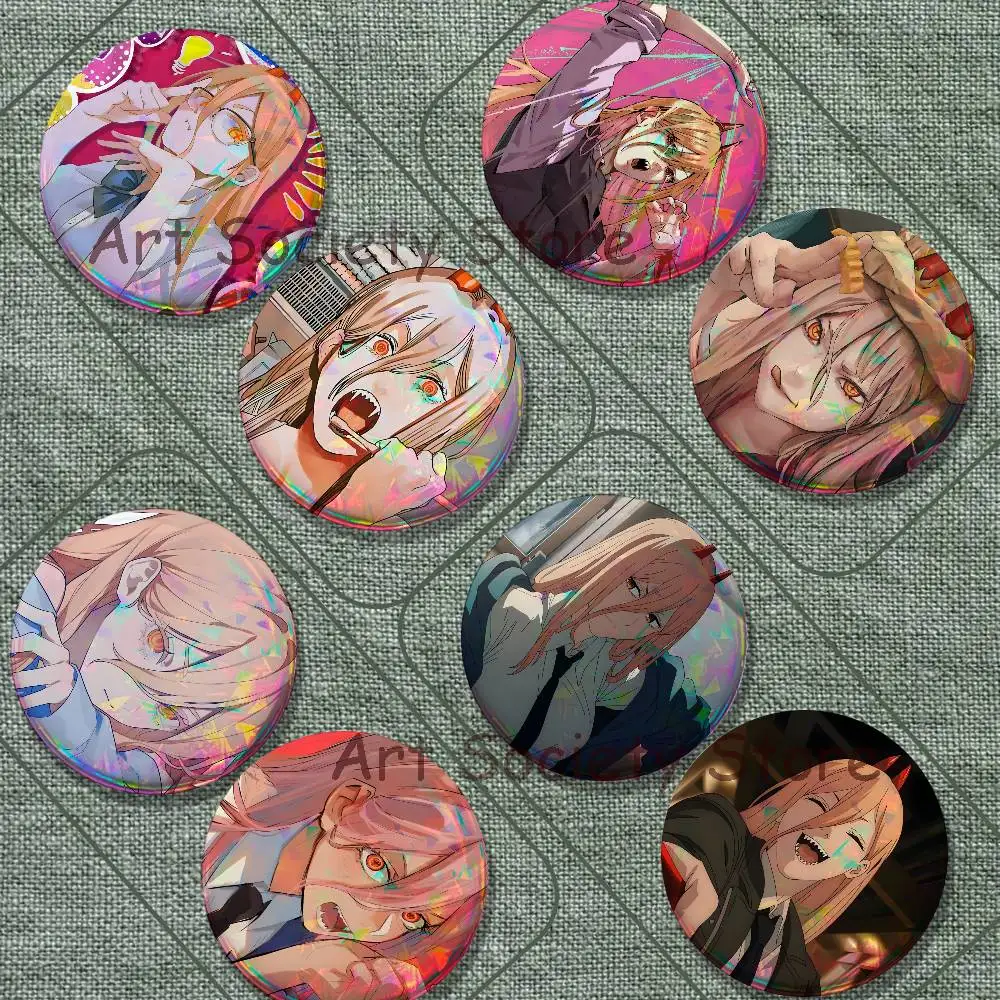 Power C-ChainsawS Brooches for Backpack Accessories 25,32,44,58,75mm Round Enamel Pins 2-piece set Cartoon Anime Badge