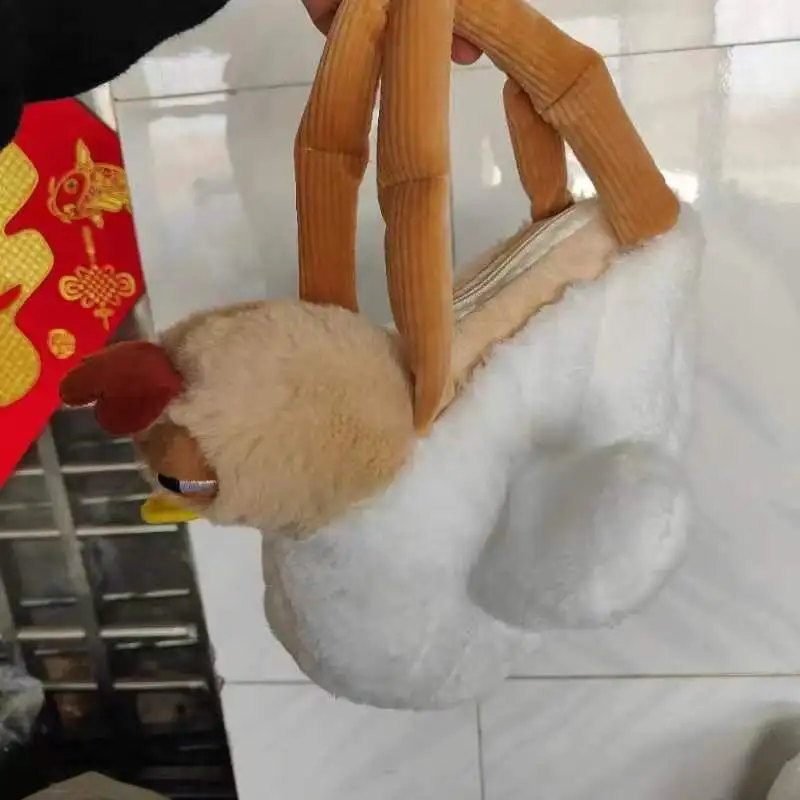 Moño de pollo de felpa curativa, marioneta fantasma, Ojo de día, moño de pollo feo, bolso de mano de muñeca, lindo regalo para niña