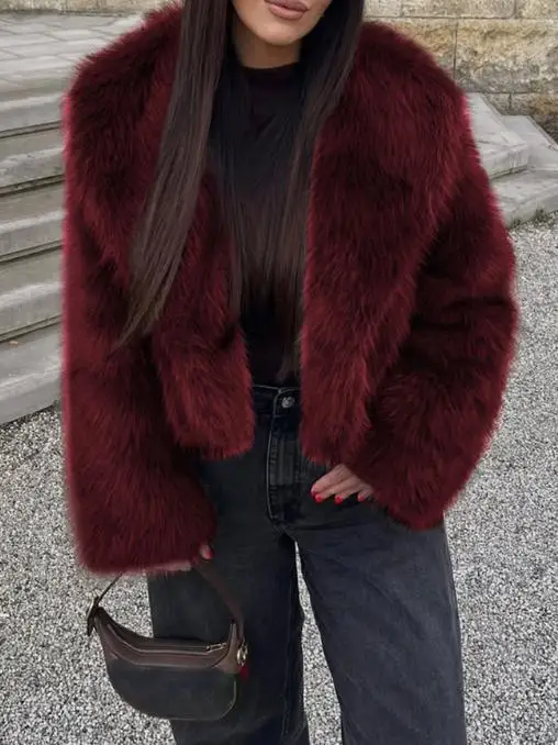 

Women's Jackets 2025 Autumn and Winter Elegant Sexy Minimalist Y2K Hot Girl Vacation Style Plush Long Sleeved Coat, Women's Coat