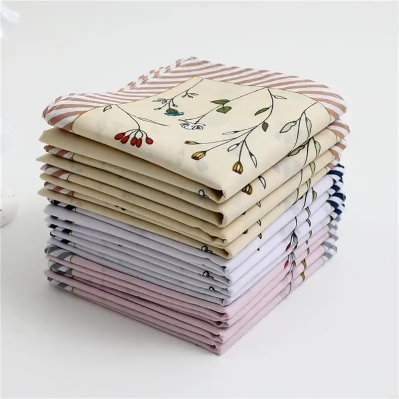 E21B 1PC Women Hankies Printing Flowers Hanky Florals Absorbent Cotton Handkerchief