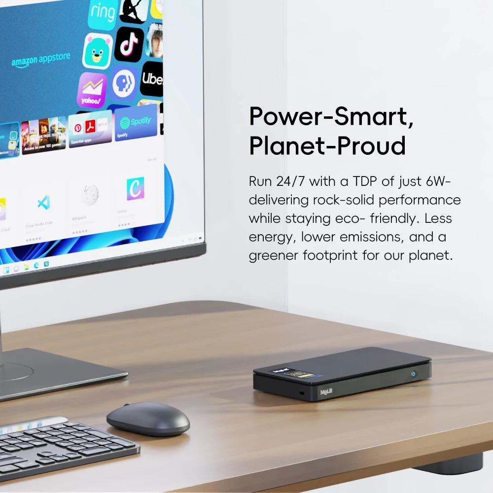 MeLE Overclock X2 Mini PC,N150 16GB 512GB Micro Desktop Computer, 4K Triple Display, All-in-one USB-C, USB3.2/WiFi/BT/Ethernet