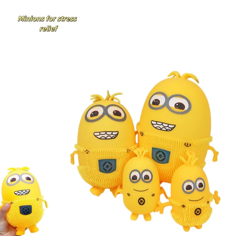 

Minions rubber luminous big eyes Furry Ball Night Market cute luminous venting ball
