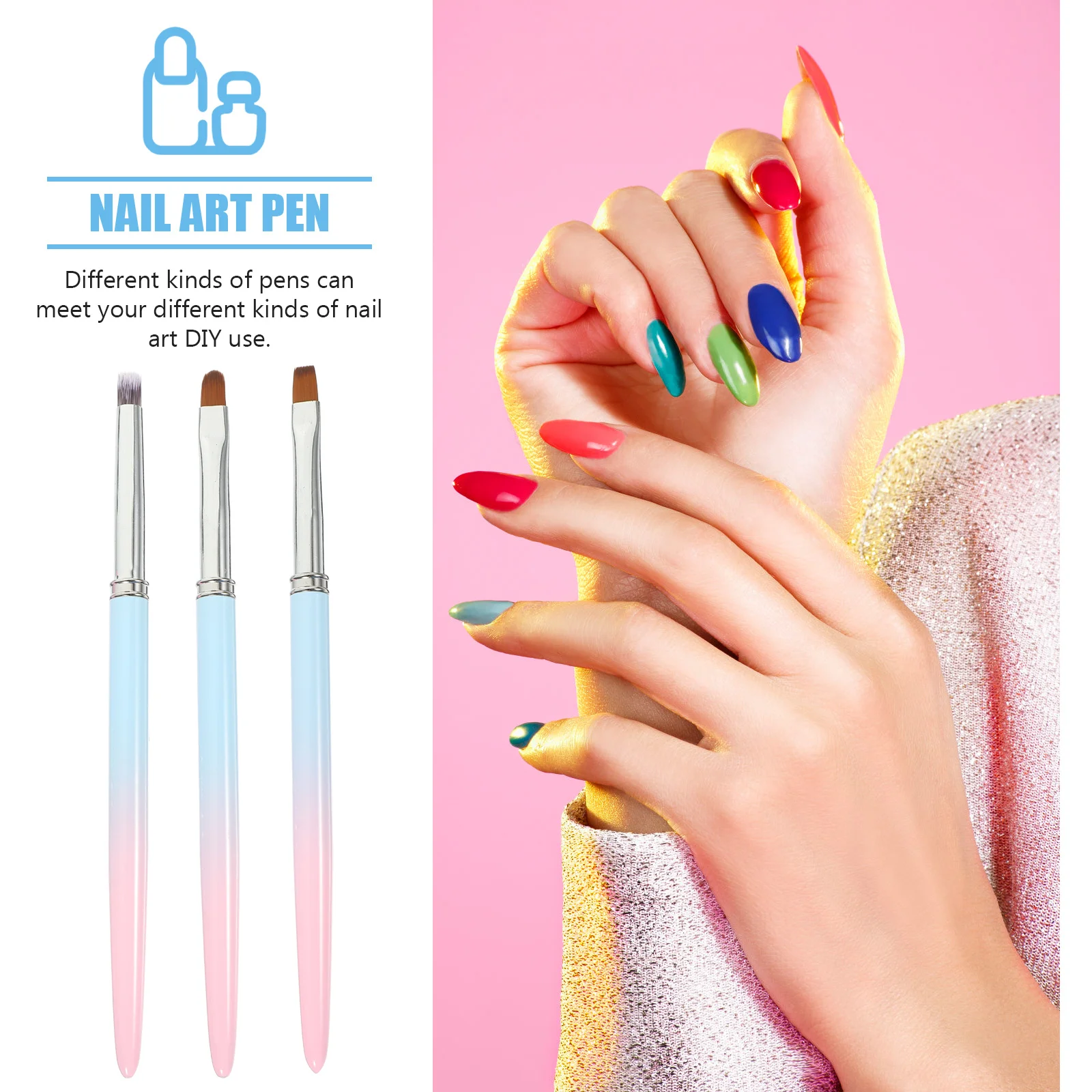 

3 шт. кисти для дизайна ногтей, ручки премиум-класса для рисования ногтей для маникюра «сделай сам», легкая удобная ручка, стильный внешний вид