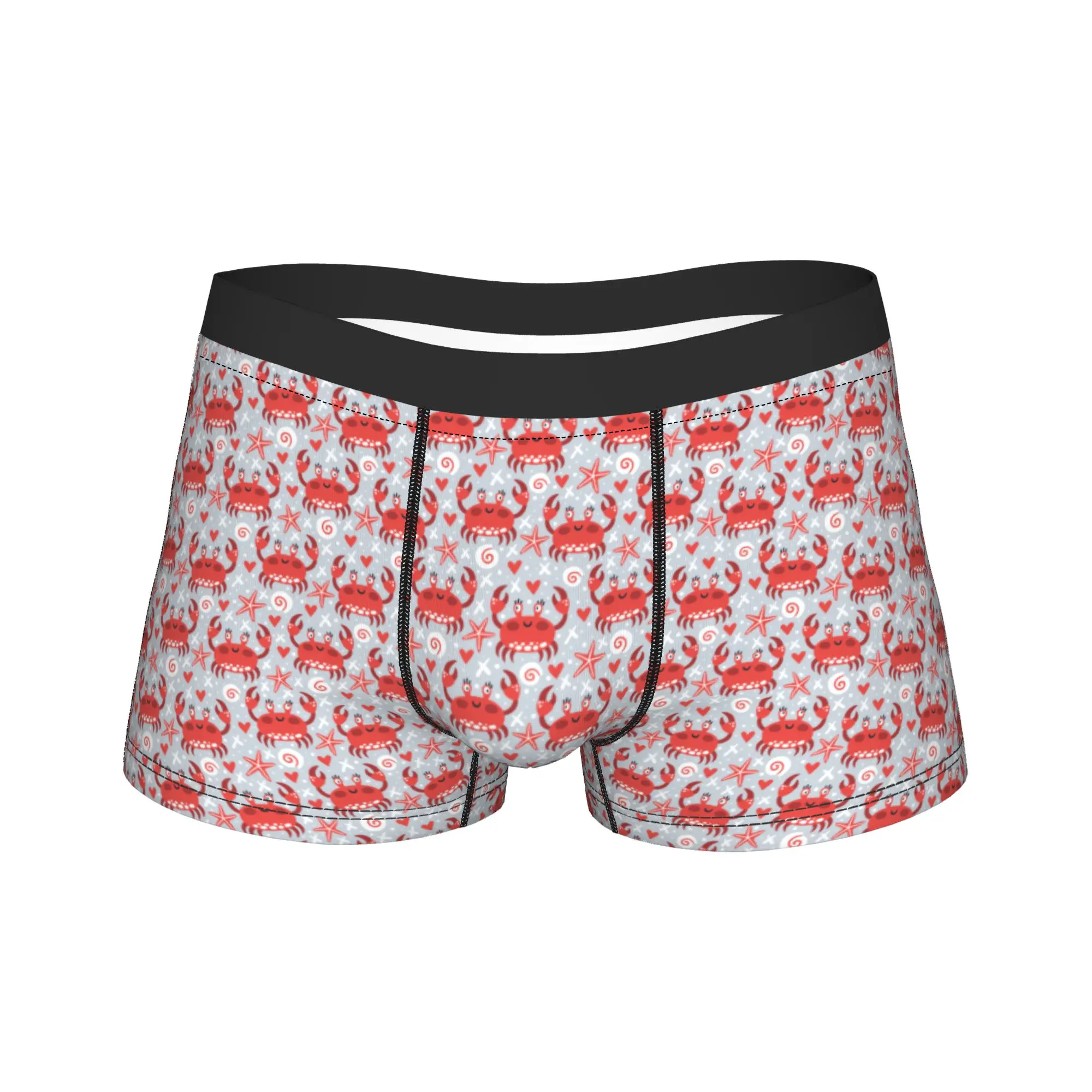 Cute Crabs Funny Cartoon Character Boxer Brief  Underwear Trenky Men Comfortable Trunk Customs Plus Size Underpants