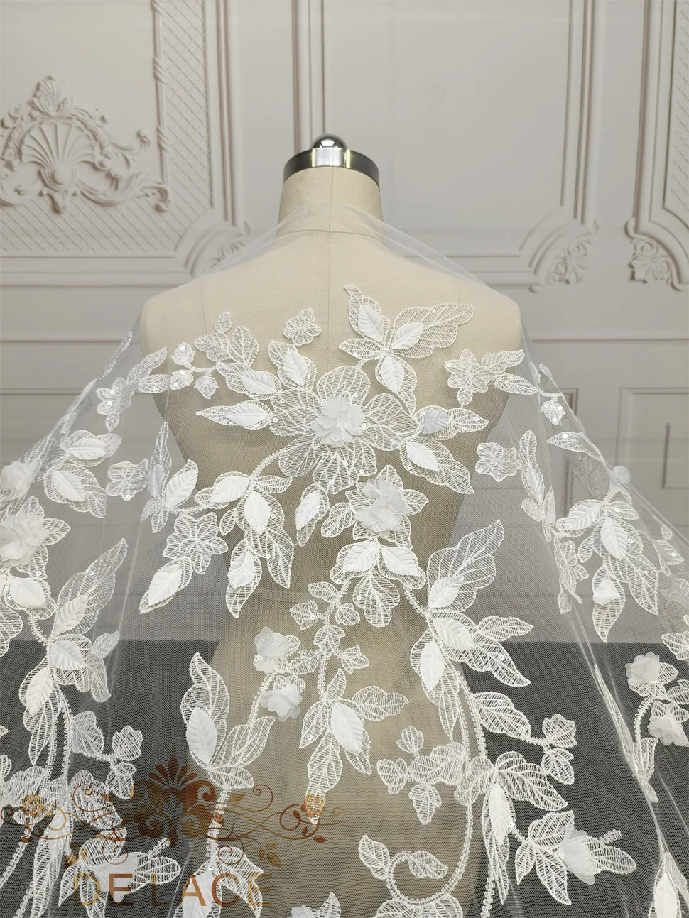 

Нежное кружево с цветочной вышивкой и блестящими блестками, 3D цветы, ткань Meash, высококачественная кружевная ткань для свадебного платья