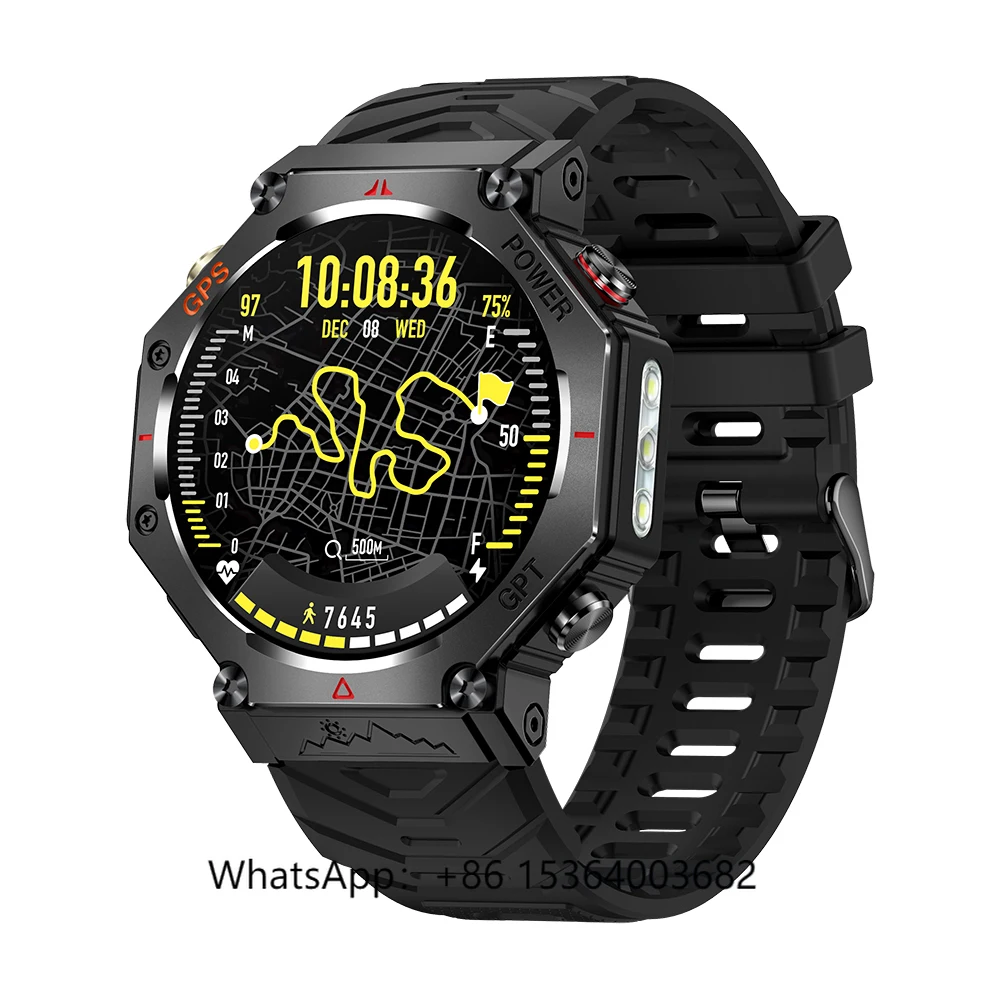 

TJXL-TKYUAN KC91 Round Sports GPS Smart Watch 2025 with Flashlight 1.39inch Screen 30M Waterproof GhatGPT Relojes Smartwatch for