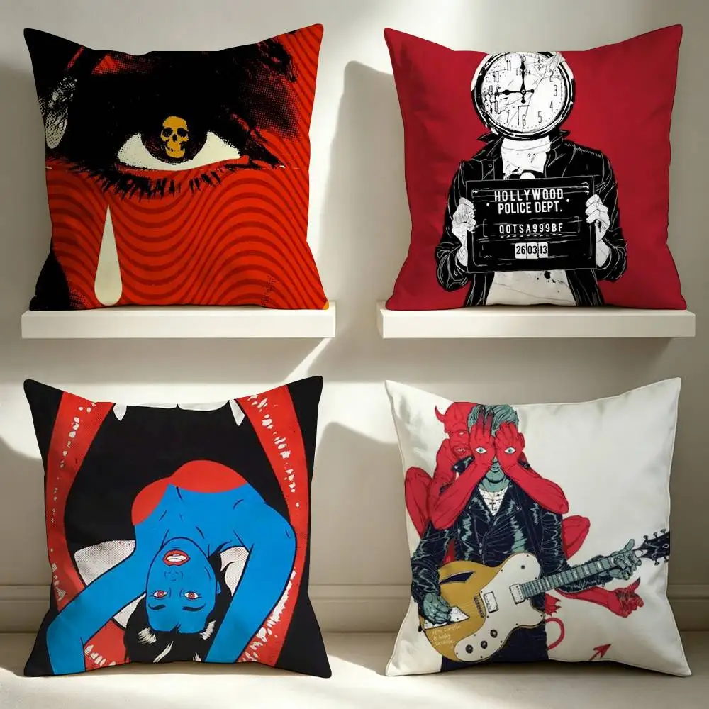 Q-Queens Of The Stone age  Square Pillow Case Multi Sizes For Car Home Bedroom Decor Custom Valentine Gifts
