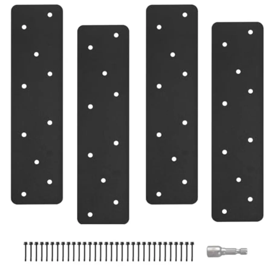 

4 Pcs 11.8x3 Straight Steel Flat Plate Heavy Duty Mending Plate with Black Powder-Coated Joining Brackets I Shape Strap Metal P