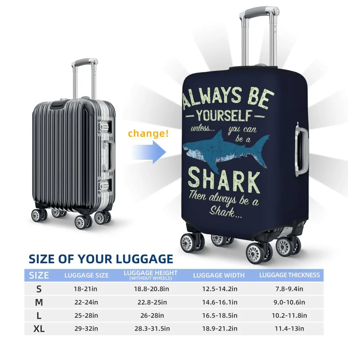 غطاء حماية مرن لحقيبة السفر من Be A Shark مقاس 18-32 بوصة