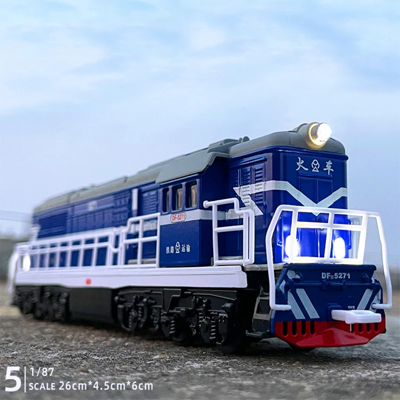 1/87 Scale Alloy Dongfeng Train Retro Simulation Steam Engine Green Leather Locomotive Model Collection Children\'s Toys Gifts