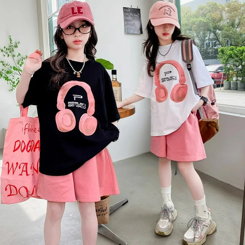 Girls Summer T-Shirt Short-Sleeved Suit Korean Version of the New Casual Summer Sports Children's Short-Sleeved Shorts Two-Piece image 5