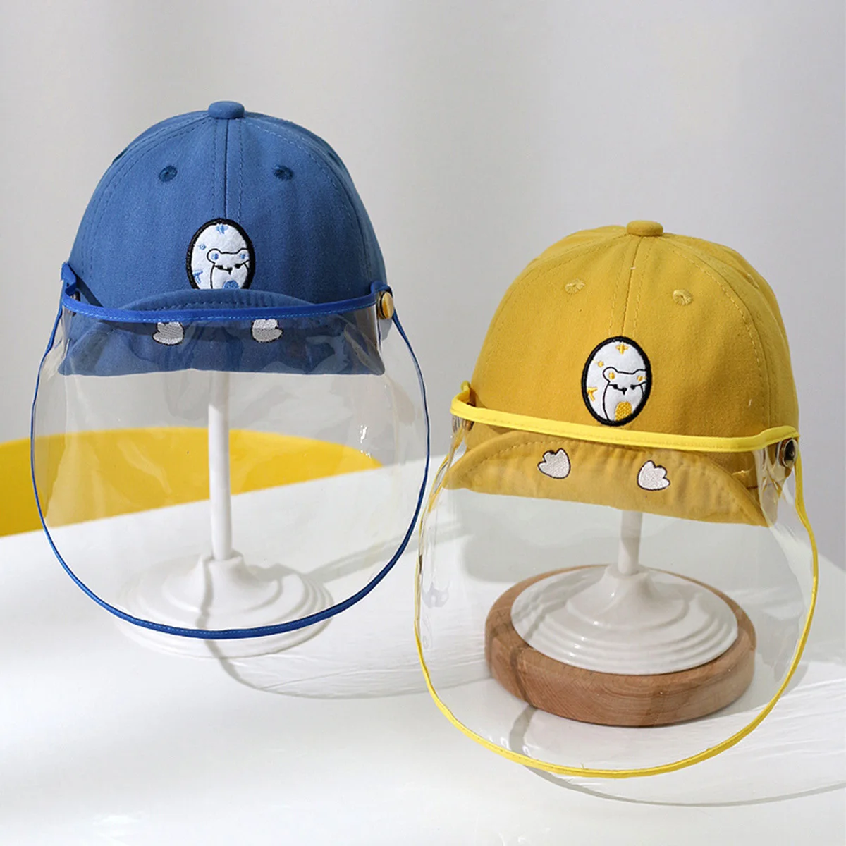 

Kids Protective Hat Yellow Cotton Material Detachable Sun Protection Durable Outdoor Use 5-15 Months