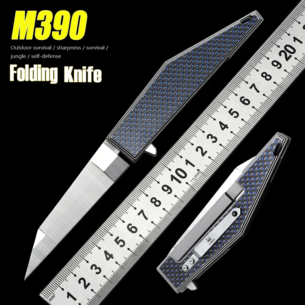 LUOKESI M390 Powder Steel Folding Knife High Hardness Carbon Fiber Handle Sharp Outdoor Tactical Hunting Military Knife Utility