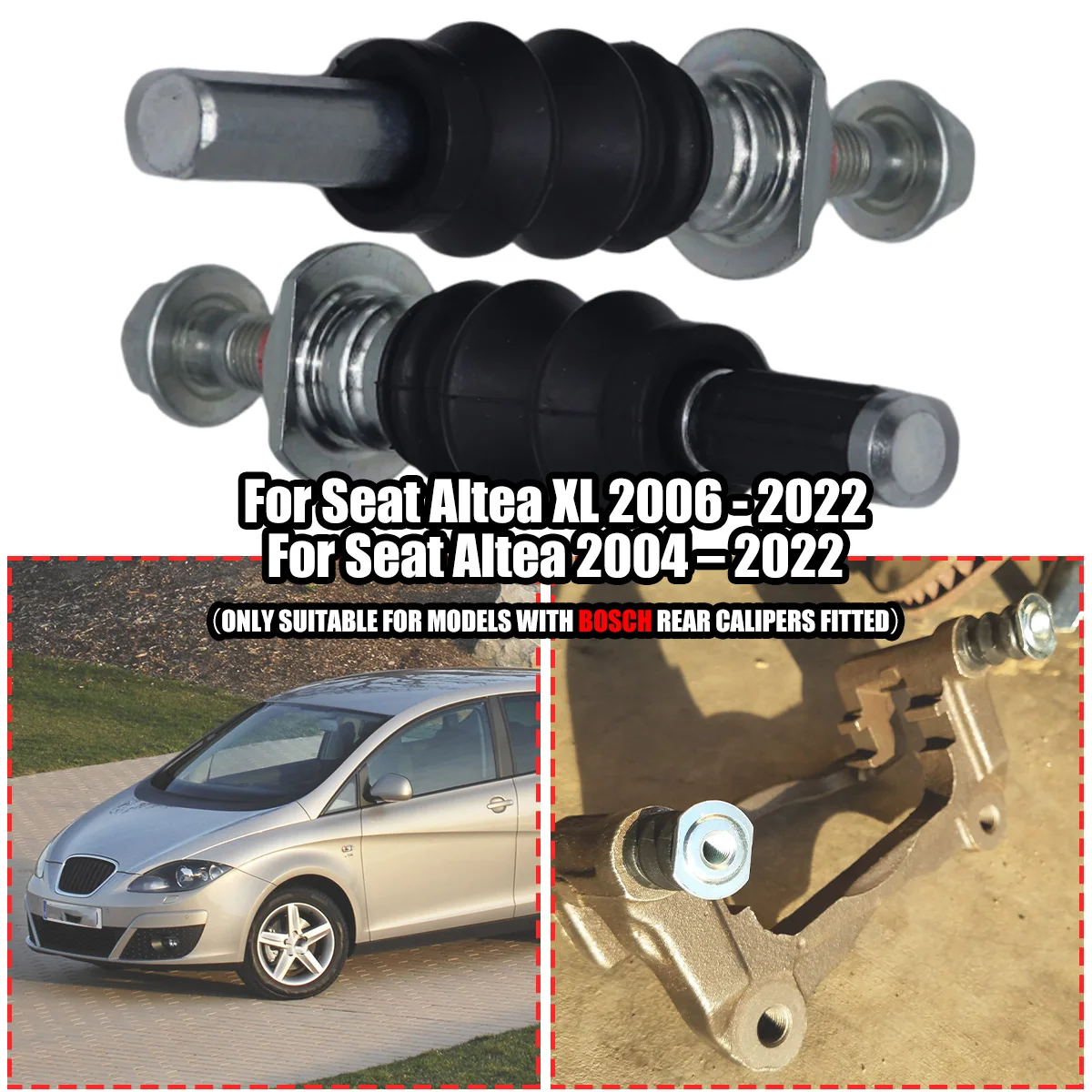 

For Seat Altea/ Altea XL Rear Brake Caliper Slider Guide Pins Bolt Kit Left Right Disc Housing Bellows Sleeve Bushing Boot Seal