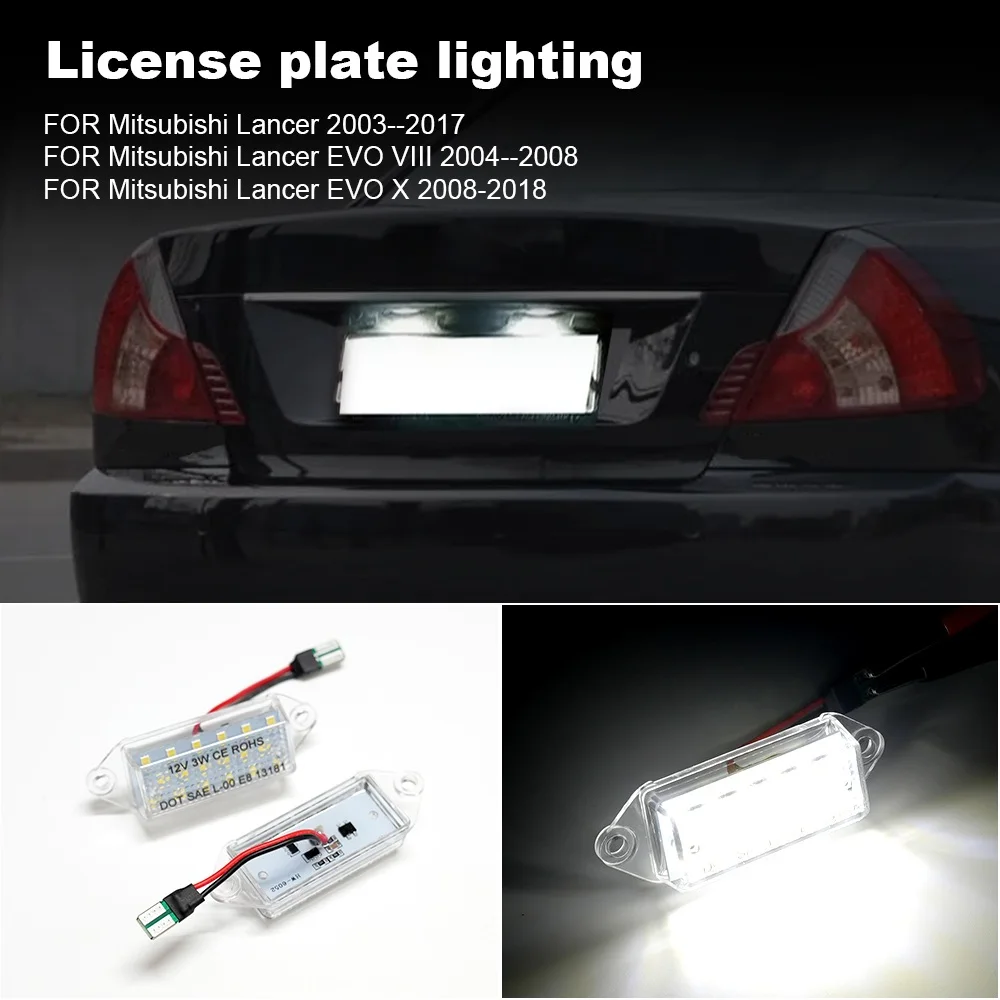 

For Mitsubishi Lancer 2003-2017 EVO VIII 2004-2008 EVO X 2008-2018 LED Number License Plate Lights Replace OEM Number 8341A099