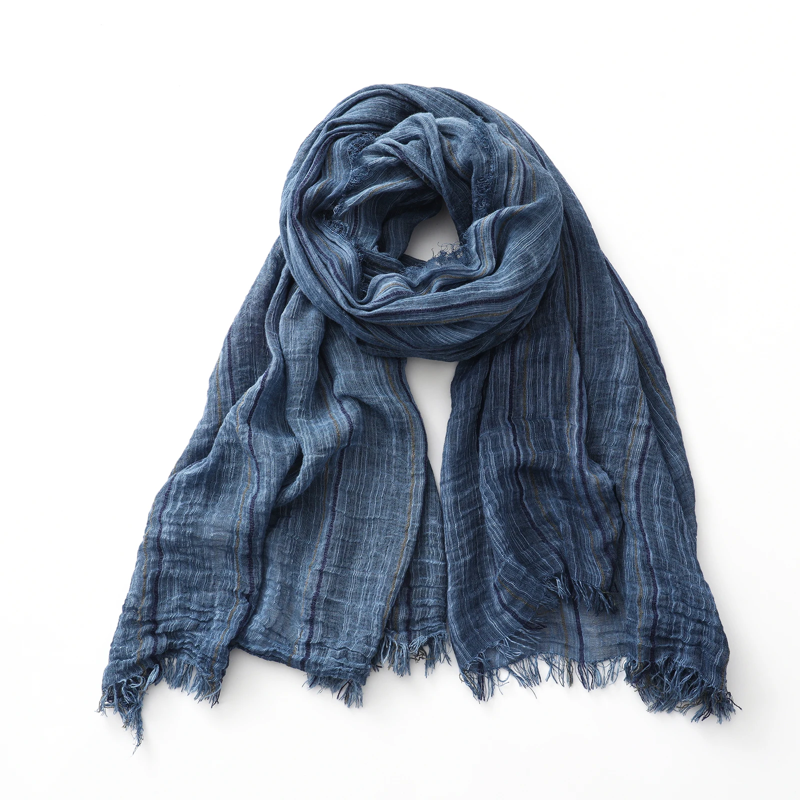 Fashion Striped Cotton Linen Scarf for Men Women Autumn Winter Long Soft Shawls and Wraps Short Tassel Bufanda Male Accessories