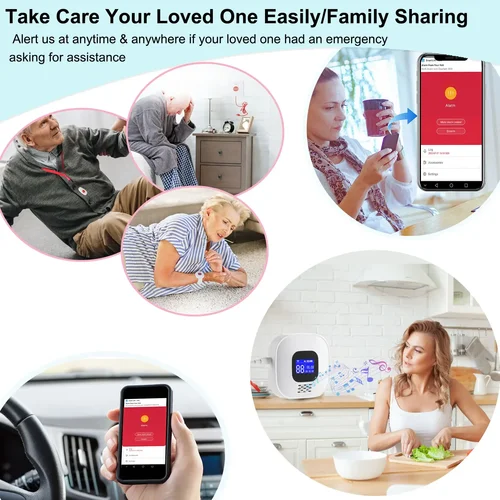 Imagen 2 del producto Topvico Tuya Botón SOS Botón de emergencia WiFi para alarma Eldely, llamada de alerta de caídas, pulsera de botón de pánico para personas mayores