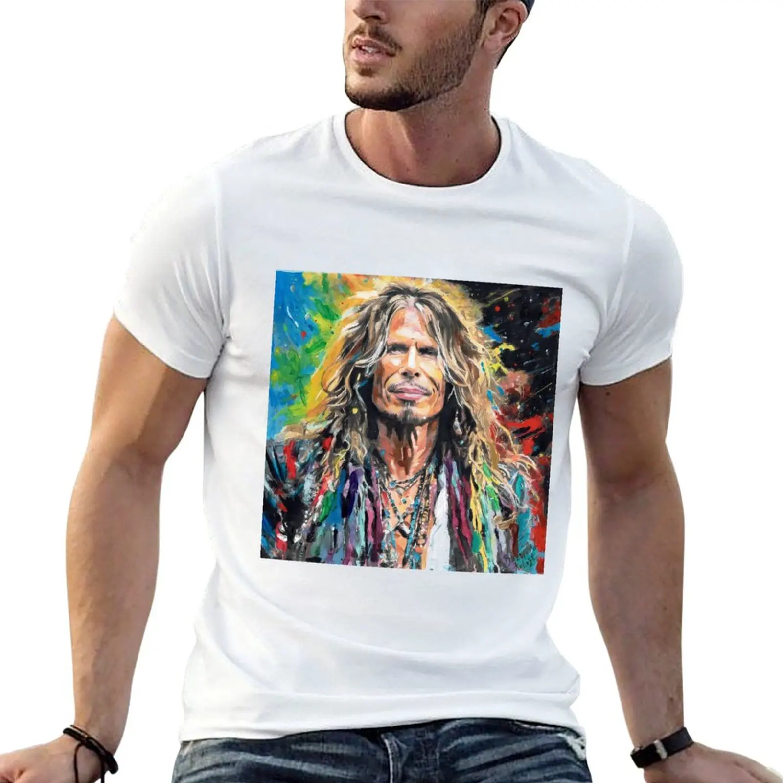 

AEROSMITH STEVEN TYLER ACRYLIC SPLATTER PAINTING T-Shirt t shirt for man T-Shirt