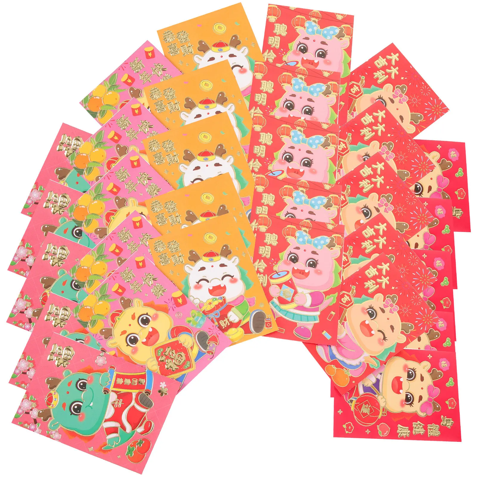 

30Pcs Dragon Pattern Red Envelopes Paper Chinese New Year Money Packets Spring Festival Cash Envelopes Decorative Luck Bags