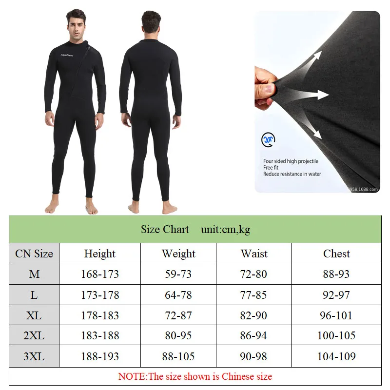 3mm Men\'s Scuba Dive Suit Neoprene Swimsuit Front Zip Wetsuit Keep Warm Diving Surfing Snorkeling Kayaking Full Body Swimwear