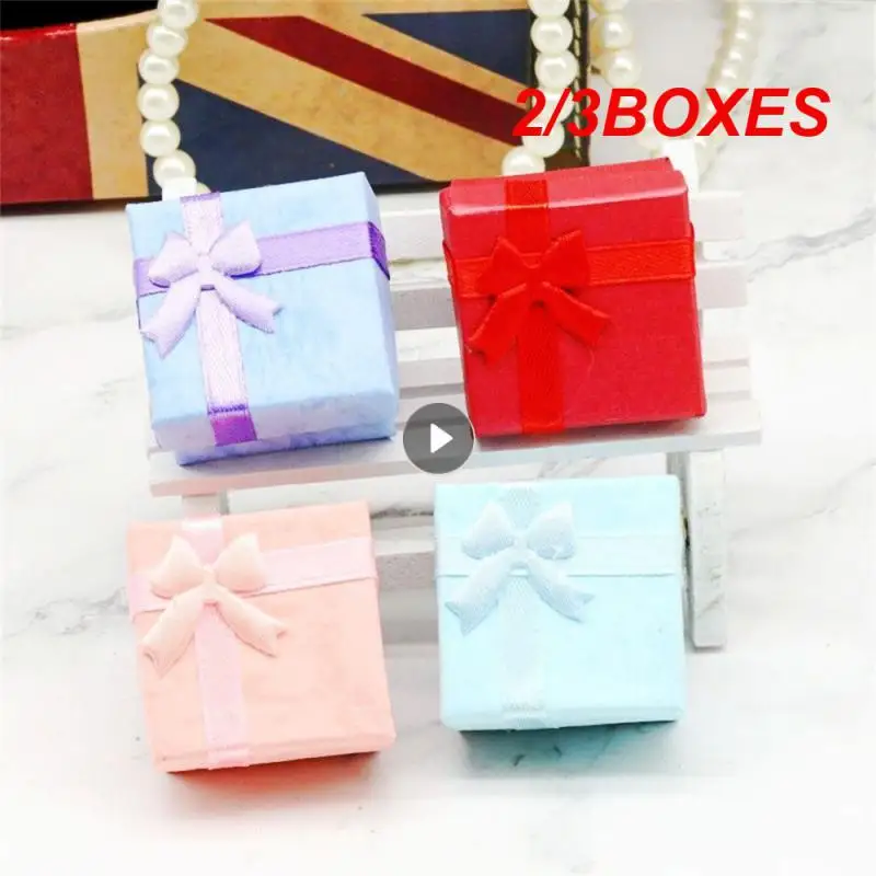 2/3BOXES Cardboard Drawn Gift Box Delicate Storage Boxes 4×4×2.5cm Jewelry Box Moisture-proof Home Storage Ring Box Square Case