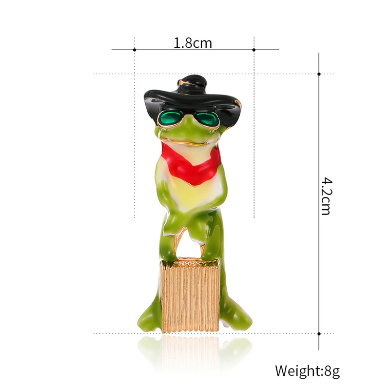 Fashion Personality Funny Cowboy Frog Push Suitcase Brooch For Women Animal Pin Suit Coat Accessories Party