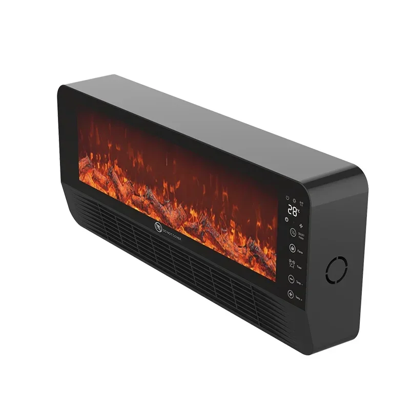 Modern 110V/220V Electric Fireplace Wall-Mounted Remote Control LED Light Simulated Flame 1500W Space Heating Function Steel