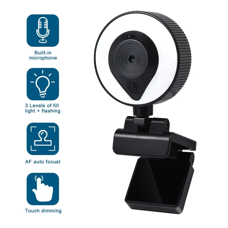 W20 Fill Light Camera HD Built-In Microphone Auto Focus USB Computer Fill Light Network Beauty Live Camera