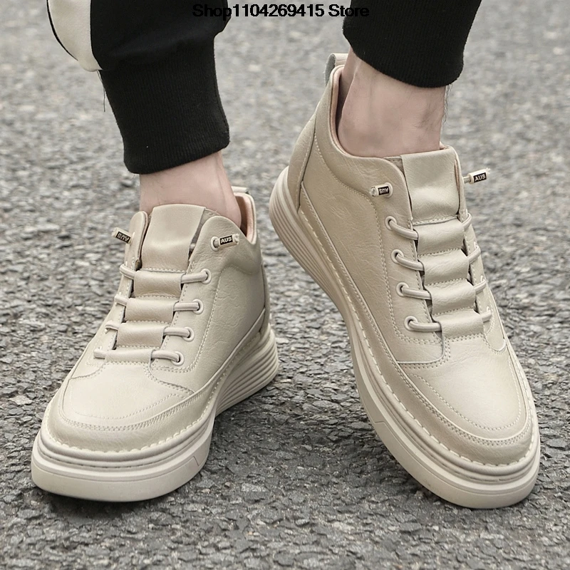 Men Internal Height Increasing Oxford Shoes Casual Leather Shoes Fashion Internal Height Increasing Shoes Outdoor Male Sneakers view 5
